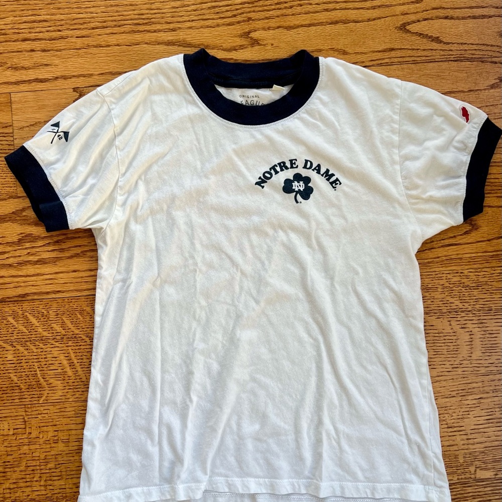 Notre Dame White and Black Short Sleeve Tee